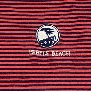 Men's Pebble Beach‎ Collection Golf Short Sleeve Polo Shirt Red Black Stripes XL